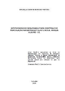 Intervenção de segurança para controle de percolação na barragem Olho D'Água, Várzea Alegre - CE [recurso eletrônico]