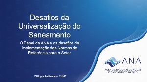 Desafios da universalização do Saneamento : o papel da ANA e os desafios da implementação das normas de referência para o setor